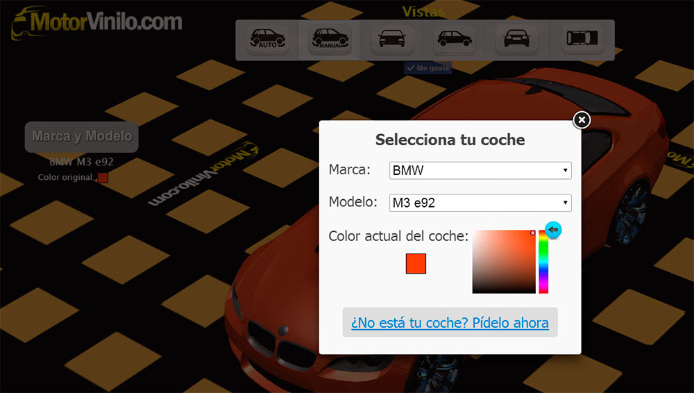 Configurador de coches 3D de MotorVinilo. Guía, usos y trucos